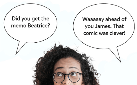 Person with speech bubbles