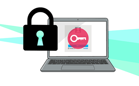 Laptop with lock and security icon