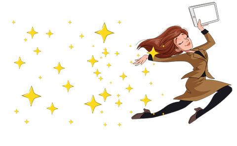 Jumping woman with stars