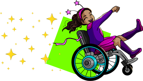 Girl in wheelchair with stars