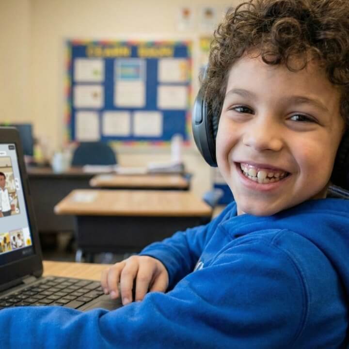 Student with headphones