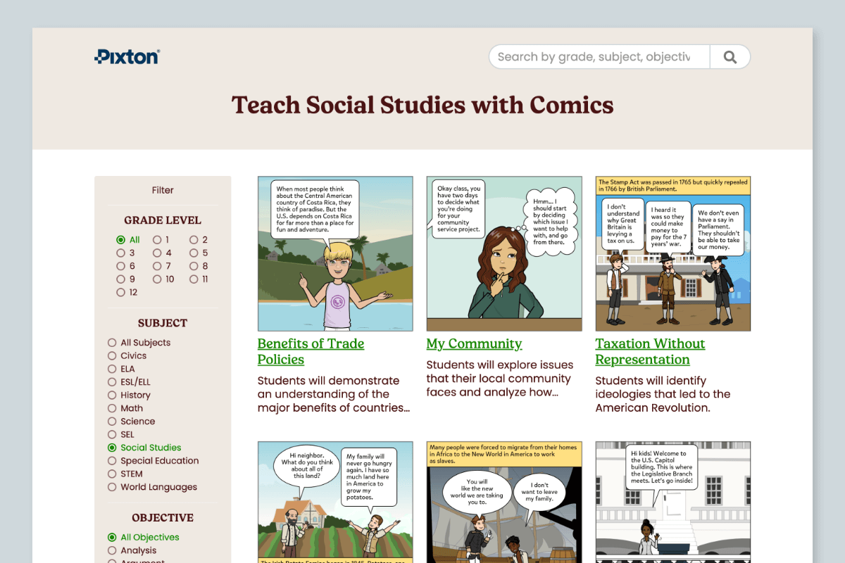 Social Studies with Pixton